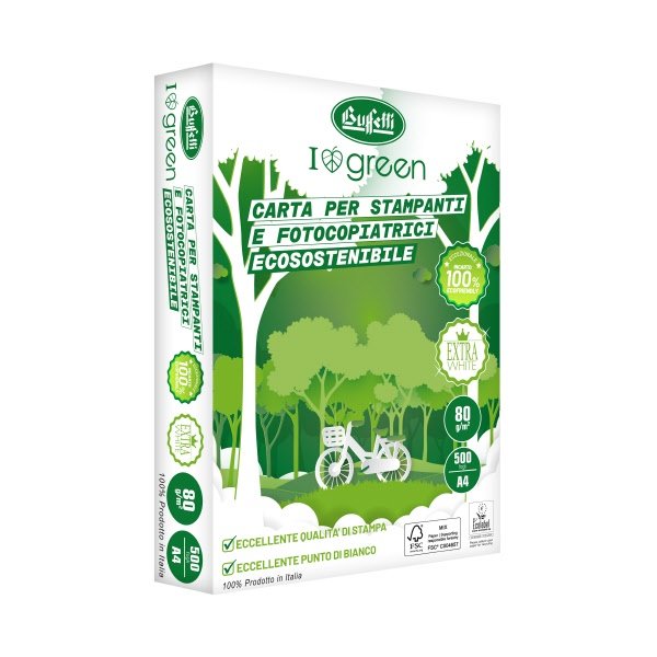 Carta Buffetti Green 100% riciclabile - A4 - 21x29,7 cm - 80 g