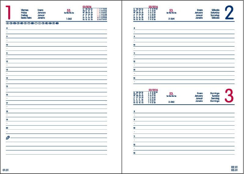 Agenda giornaliera 12 mesi - 2026 - 10,5x15 cm - copertina sintetico - interno fisso - argento