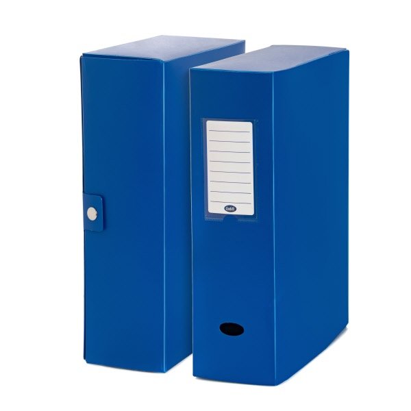 Scatola progetti con bottone - Dorso 10 cm - 35x25 cm - blu