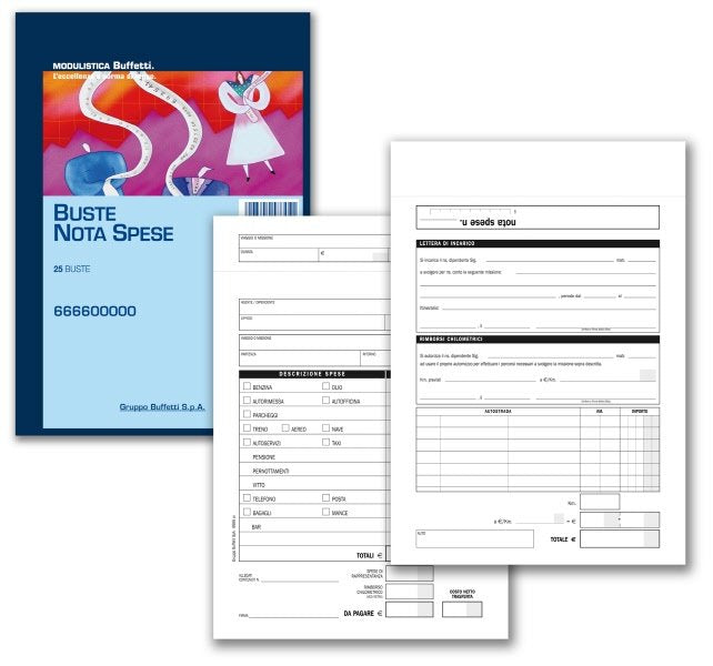 Buste-Nota spese - Blocco 25 buste a sacco - 23x16 cm
