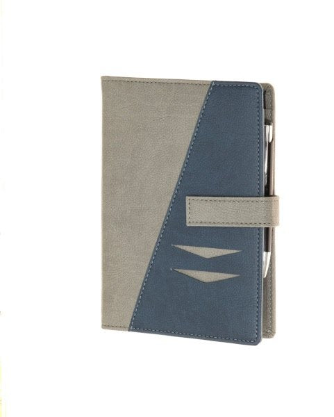Agenda organizer ad anelli in similpelle, linguetta di chiusura - formato medio - blu