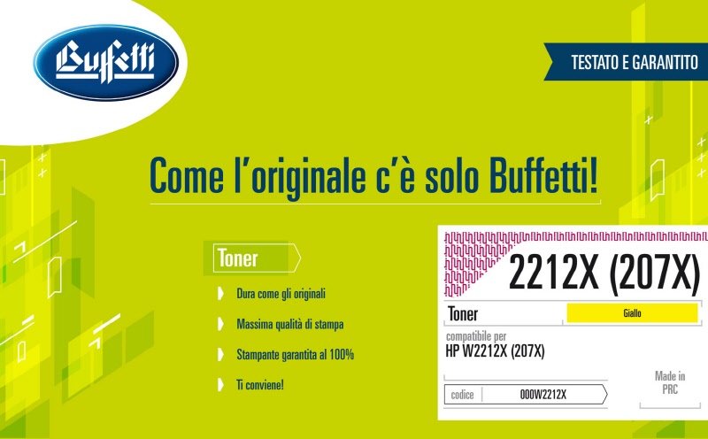 Toner HP - Compatibile 2212X(207X) W2212X(207X) - Giallo - 2.450 pag