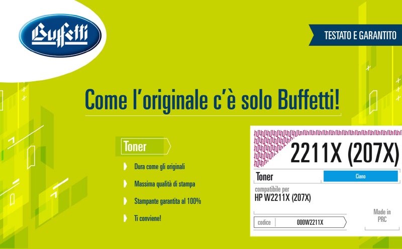 Toner HP - Compatibile 2211X(207X) W2211X(207X) - Ciano - 2.450 pag