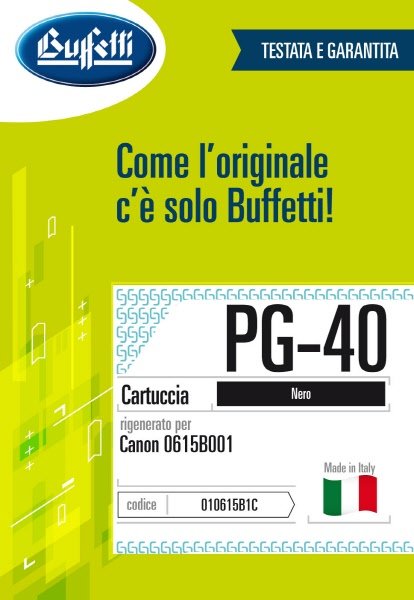 Canon Cartuccia ink jet - Compatibile Rigenerato PG-40 0615B001 - Nero - 330 pag