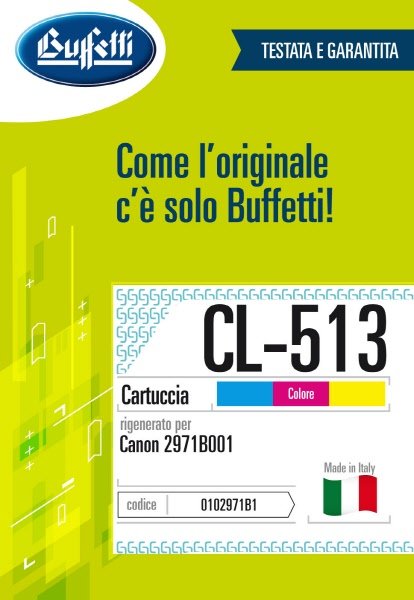 Canon Cartuccia ink jet - Compatibile Rigenerato CL-513 2971B001 - 3 colori (Ciano, Magenta, Giallo) - 349 pag