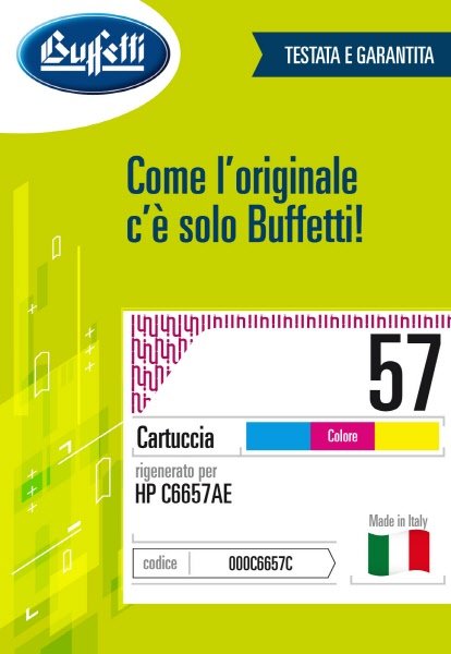 Cartuccia ink jet HP - Compatibile Rigenerato 57 C6657AE - 3 colori (Ciano, Magenta, Giallo) - 500 pag