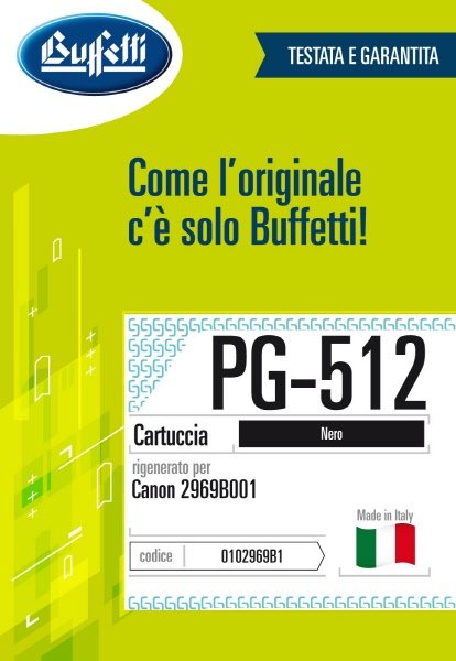 Canon Cartuccia ink jet - Compatibile Rigenerato PG-512 2969B001 - Nero - 401 pag