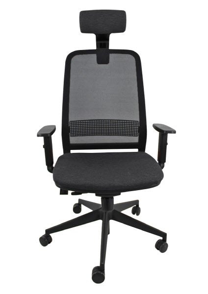 Sedia operativa Adjustable  - rivest.  grigio - schienale in rete nera