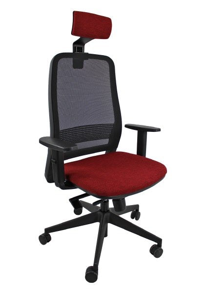 Sedia operativa Adjustable  - rivest.  chianti - schienale in rete nera