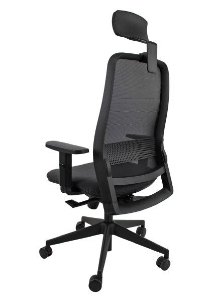 Sedia operativa Adjustable  - rivest.  grigio - schienale in rete nera