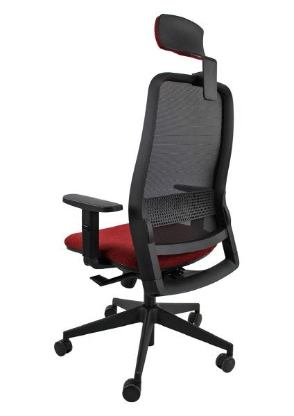 Sedia operativa Adjustable  - rivest.  chianti - schienale in rete nera