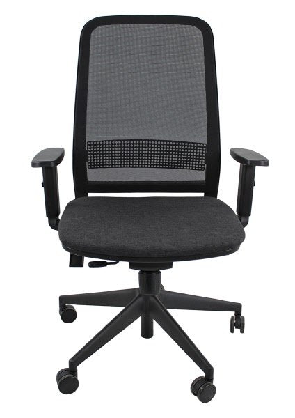 Sedia operativa Adjustable  - rivest.  grigio - schienale in rete nera