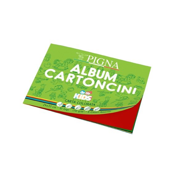 Album cartoncini colorati Pigna Kids - 24x33 cm - 10 fogli - 5 colori - 170 g