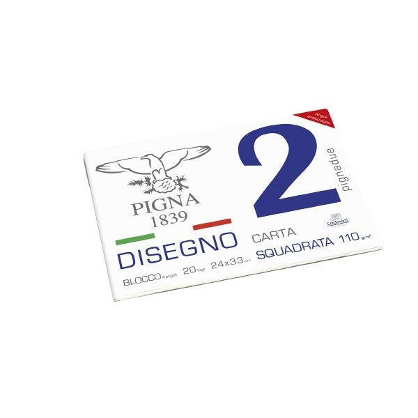 Blocco da Disegno PignaDue con 4 angoli - carta liscia riquadrata