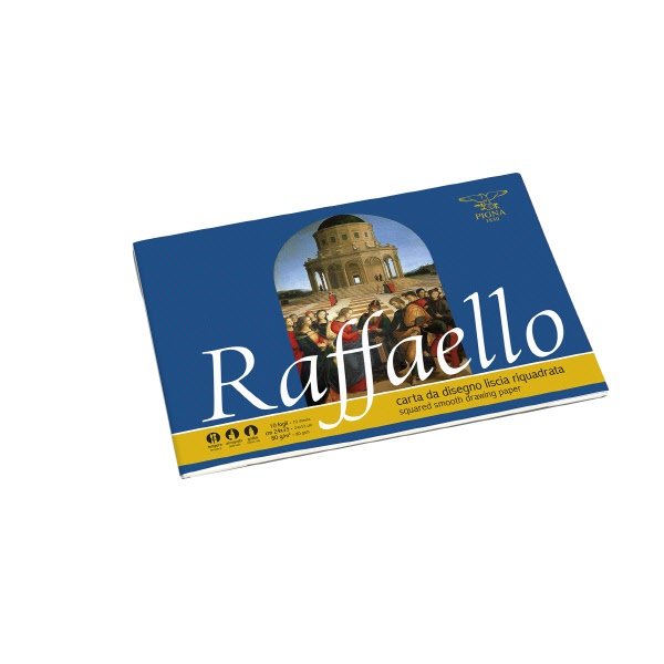 Album disegno Raffaello - 24x33 cm - carta liscia riquadrata - 10 fogli - 80 g