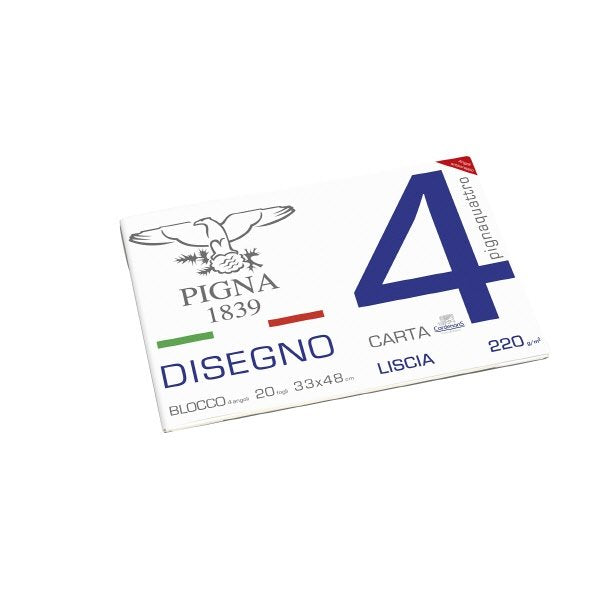 Blocco da Disegno con 4 angoli PignaQuattro - carta liscia - 33x48cm