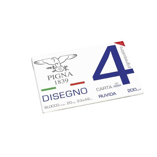 Blocco da Disegno con 4 angoli PignaQuattro - carta ruvida - 33x48cm