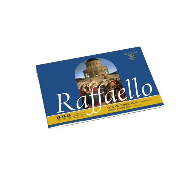 Album disegno Raffaello - 24x33 cm - Quadretto 5 mm - Rigatura 5M - 10 fogli - 80 g
