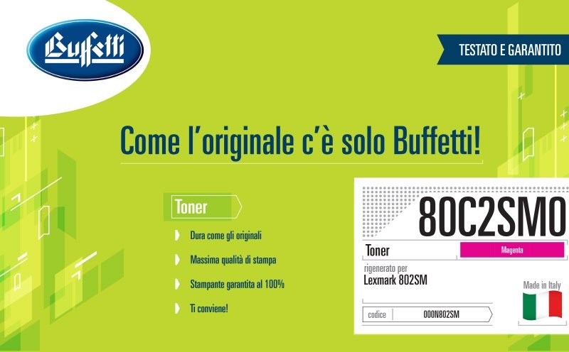 Lexmark Toner - Compatibile Rigenerato 80C2SM0 802SM - Magenta - 2.000 pag