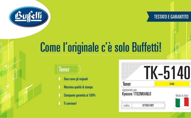 Kyocera Toner - Compatibile Rigenerato TK-5140 1T02NRANL0 - Giallo - 5.000 pag