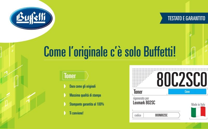 Lexmark Toner - Compatibile Rigenerato 80C2SC0 802SC - Ciano - 2.000 pag