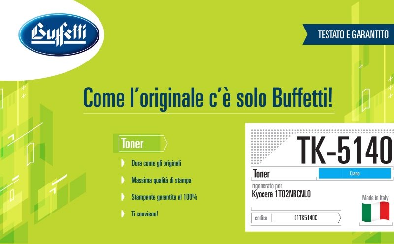 Kyocera Toner - Compatibile Rigenerato TK-5140 1T02NRCNL0 - Ciano - 5.000 pag