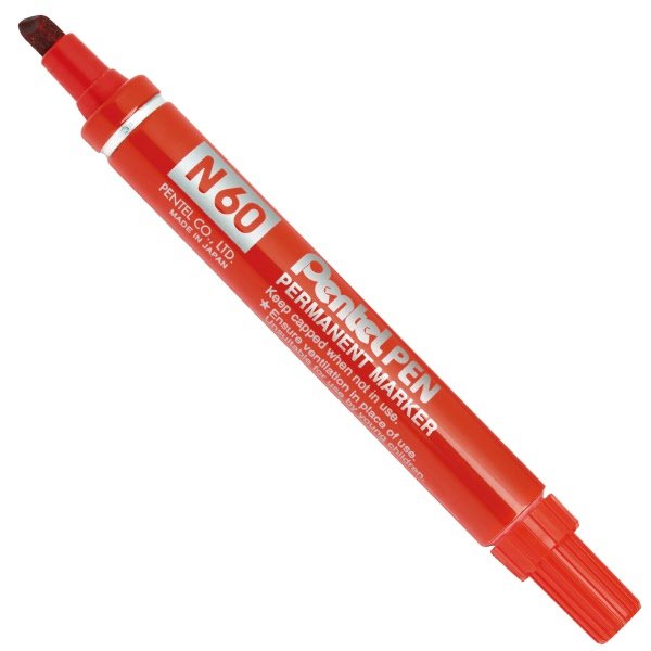 Marcatore permanente N60 - rosso - Punta a scalpello - Tratto 3,9-5,5 mm