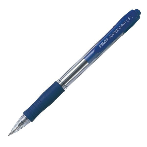 Penna a sfera a scatto Supergrip - blu - Tratto fine