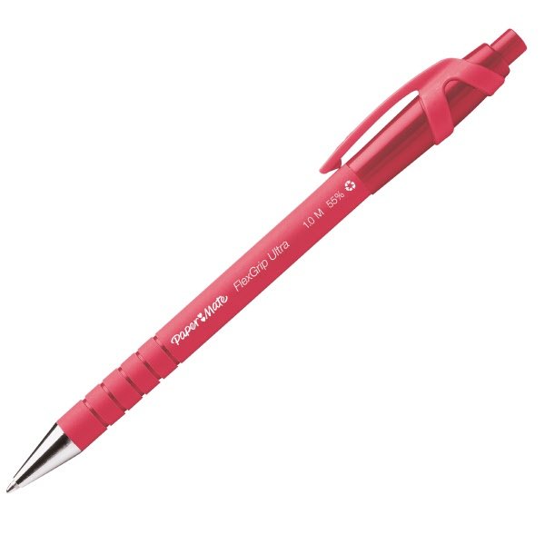 Penna a sfera a scatto FlexGrip Ultra - rosso - Tratto medio