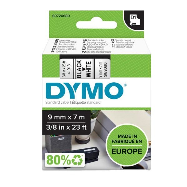 Nastri Dymo D1 - permanente - 9 mm x 7 m - nero / bianco