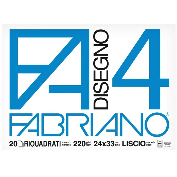 Album da disegno Fabriano Disegno 4 - 24x33 cm - liscio riquadrato - 20 fogli - 220 g
