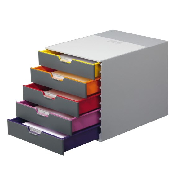 Cassettiere da scrivania Varicolor® Durable - grigio e multicolore - 5 cassetti - 5 cm - 7605-27