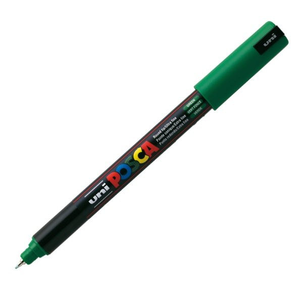 Marcatore Uni Posca a tempera - verde - Punta tonda - Tratto 0,7 mm