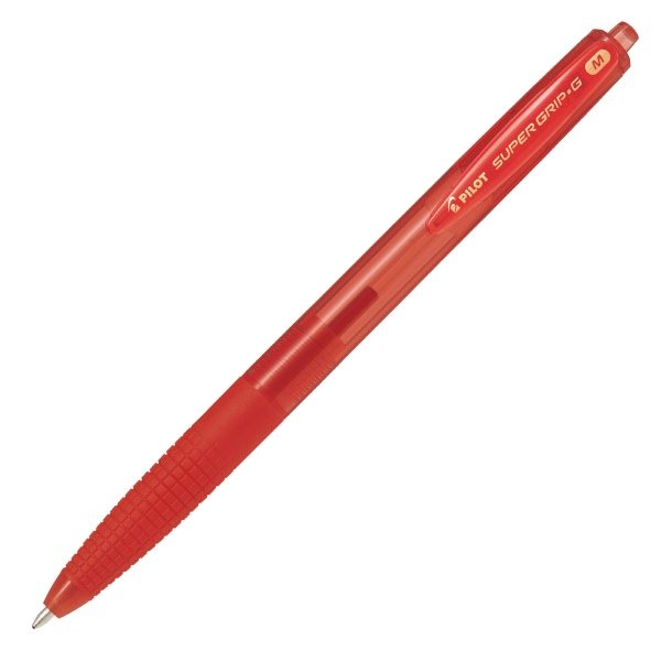 Penna a sfera a scatto Supergrip - rosso - Tratto medio