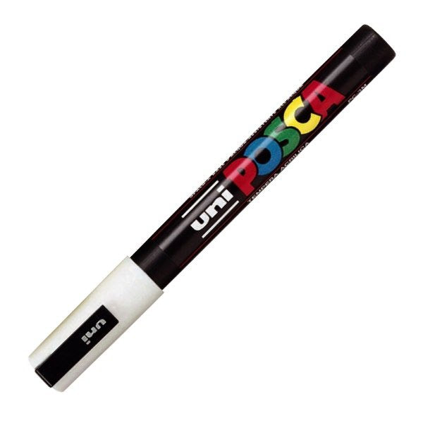 Marcatore Uni Posca a tempera Uni-Ball - tonda - 0,9-1,3 mm - bianco - M PC3M BI